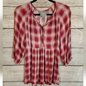 Maeve Plaid Quarter Sleeve Blouse Size XS